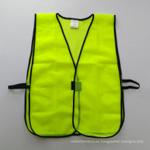 Chaleco de seguridad de malla amarilla fluorescente con cierre de velco